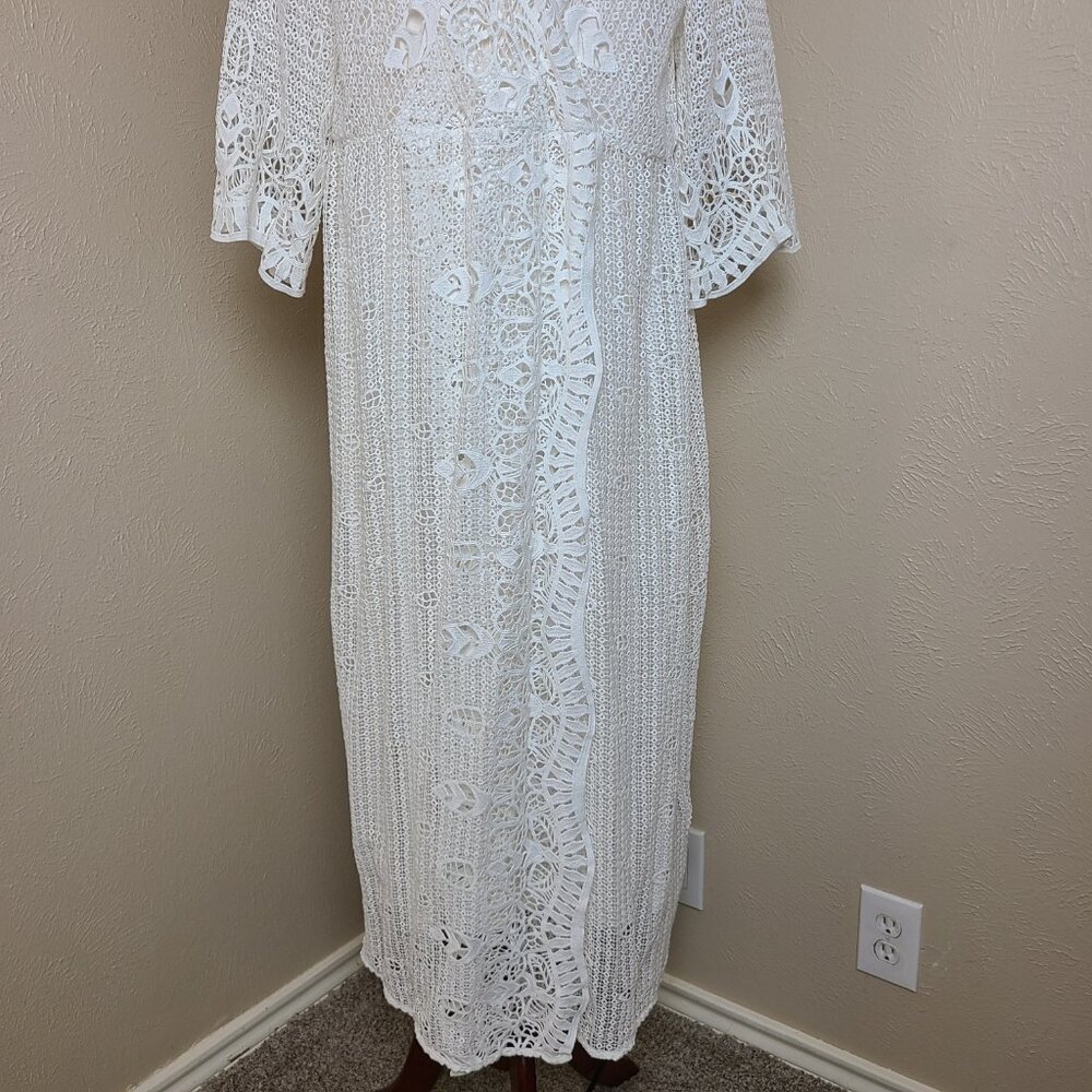 NWOT Soft Surroundings Long Sleeves White Lace Crochet Maxi Dress Size XL A561 - Picture 11 of 16